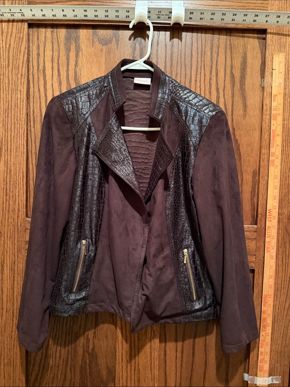 Chico's Chocolate Brown Faux-Croc Panel Blazer